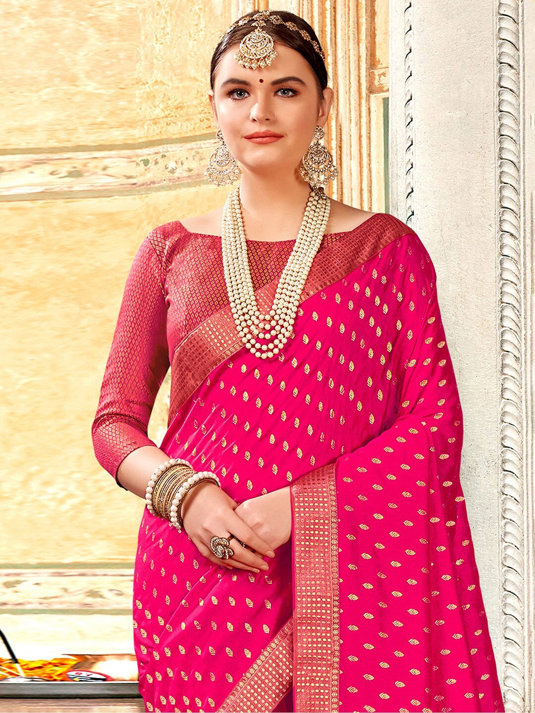 Saree Mall Ethnic Motifs Woven Design Zari Sarees