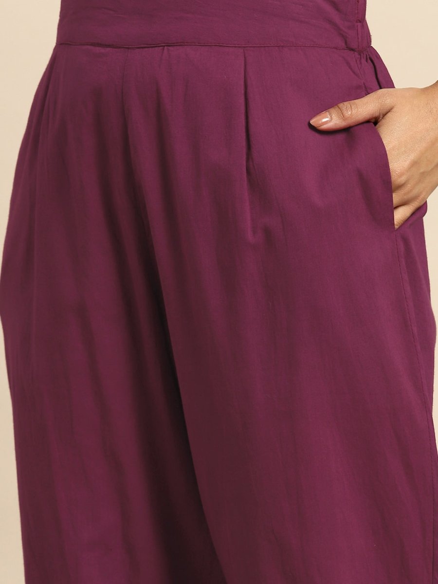 All About You Striped Pleated Sequinned Pure Cotton Kurta with Trousers