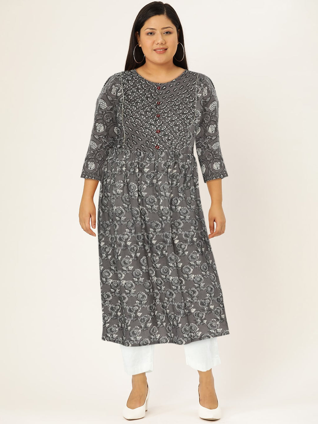 HERE&NOW Women Ethnic Motifs Printed Pure Cotton Kurta