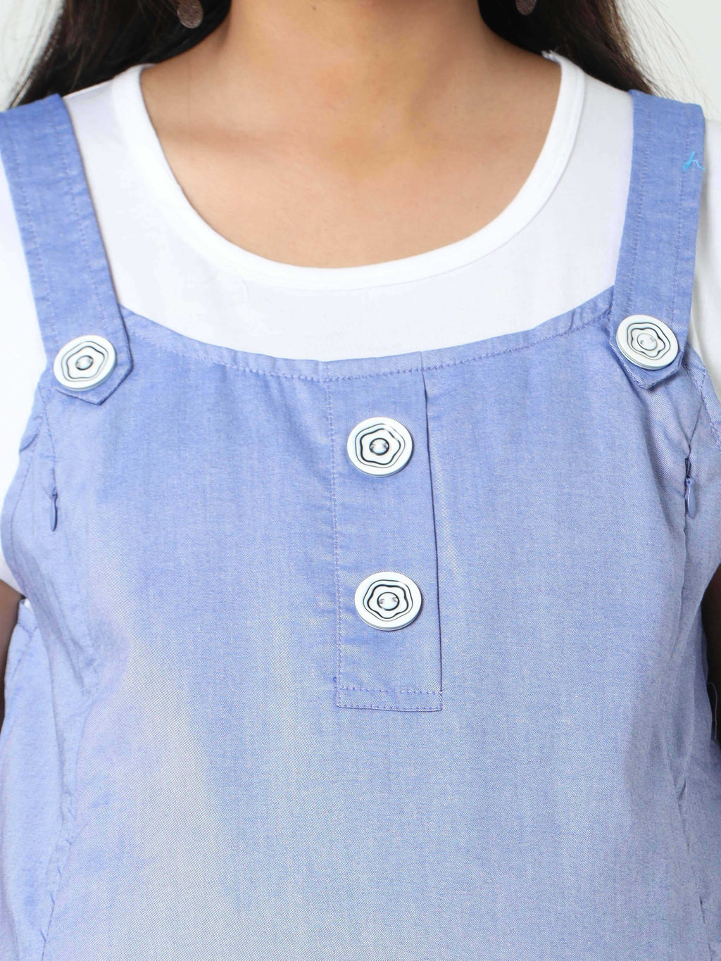 Manet Half Sleeves Solid Maternity Dress With Concealed Zipper Nursing Access - Blue