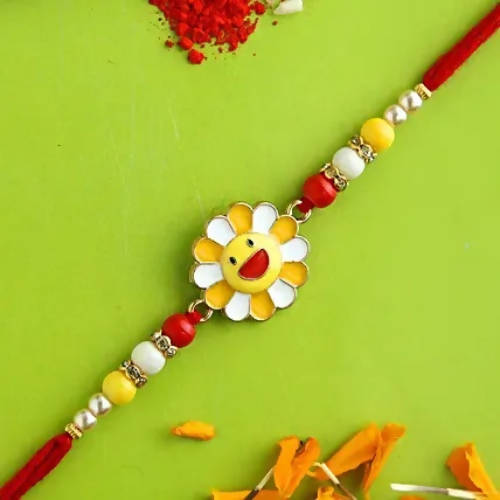Ferns N Petals Sunflower Kids Rakhi & Almonds Jar