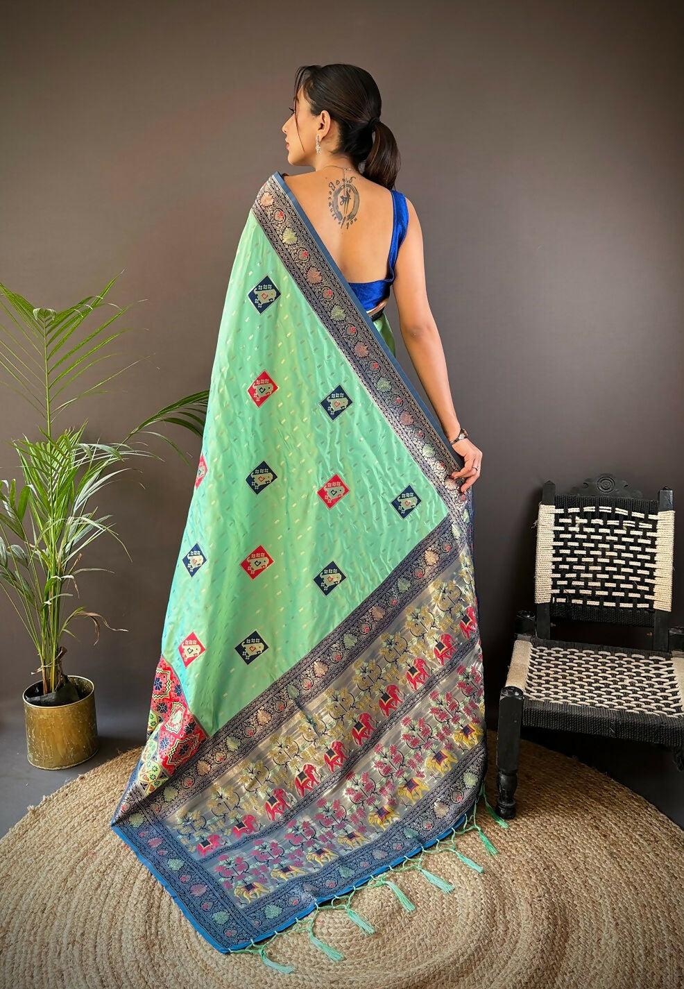 Joban Fashion Royal Blue Small Butti Banarasi Silk Sarees