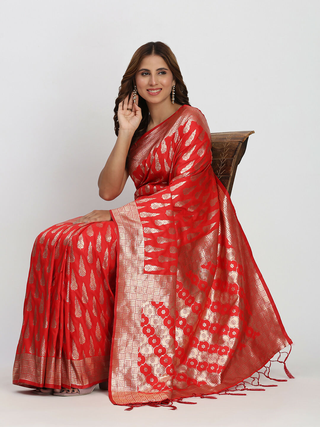 Shree Shyam Fashion Banarasi Silk Red Saree