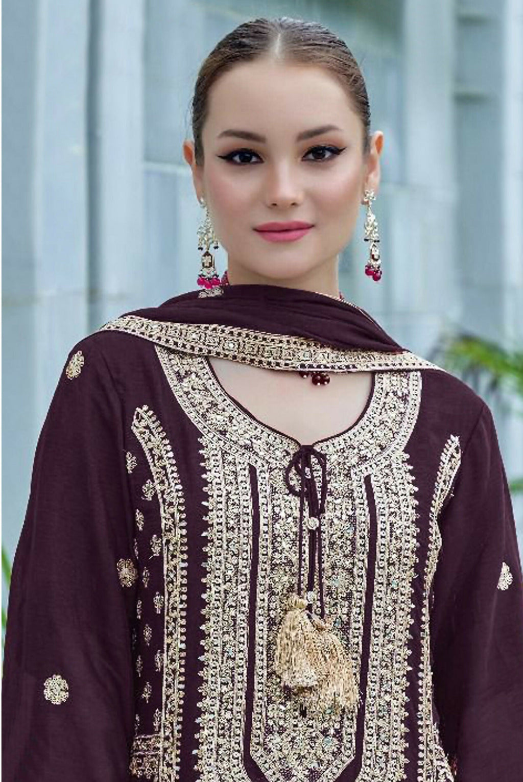 Vastranavya Heavy Chinon With Embroidery Coding Sequence with Real Mirror Work Pakistani Suits