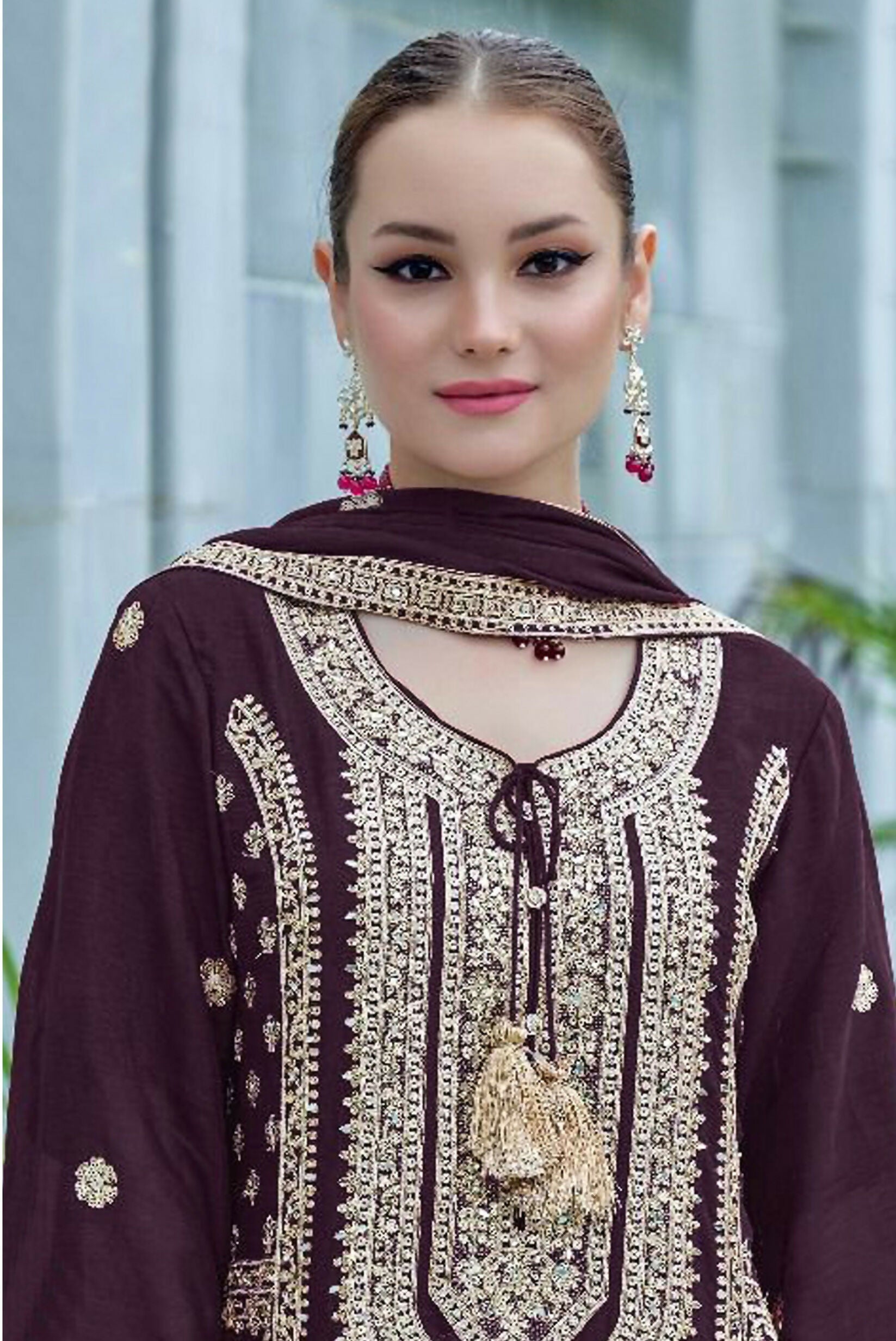 Vastranavya Heavy Chinon With Embroidery Coding Sequence with Real Mirror Work Pakistani Suits