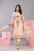 Juniper Women Ecru Muslin Floral Printed Kurta, Pants and Dupatta Set