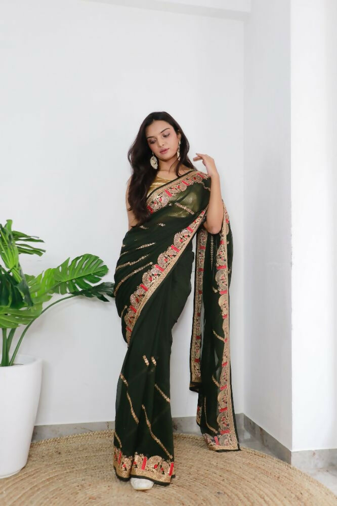 Vamsee Aaradhna Green Georgette Saree