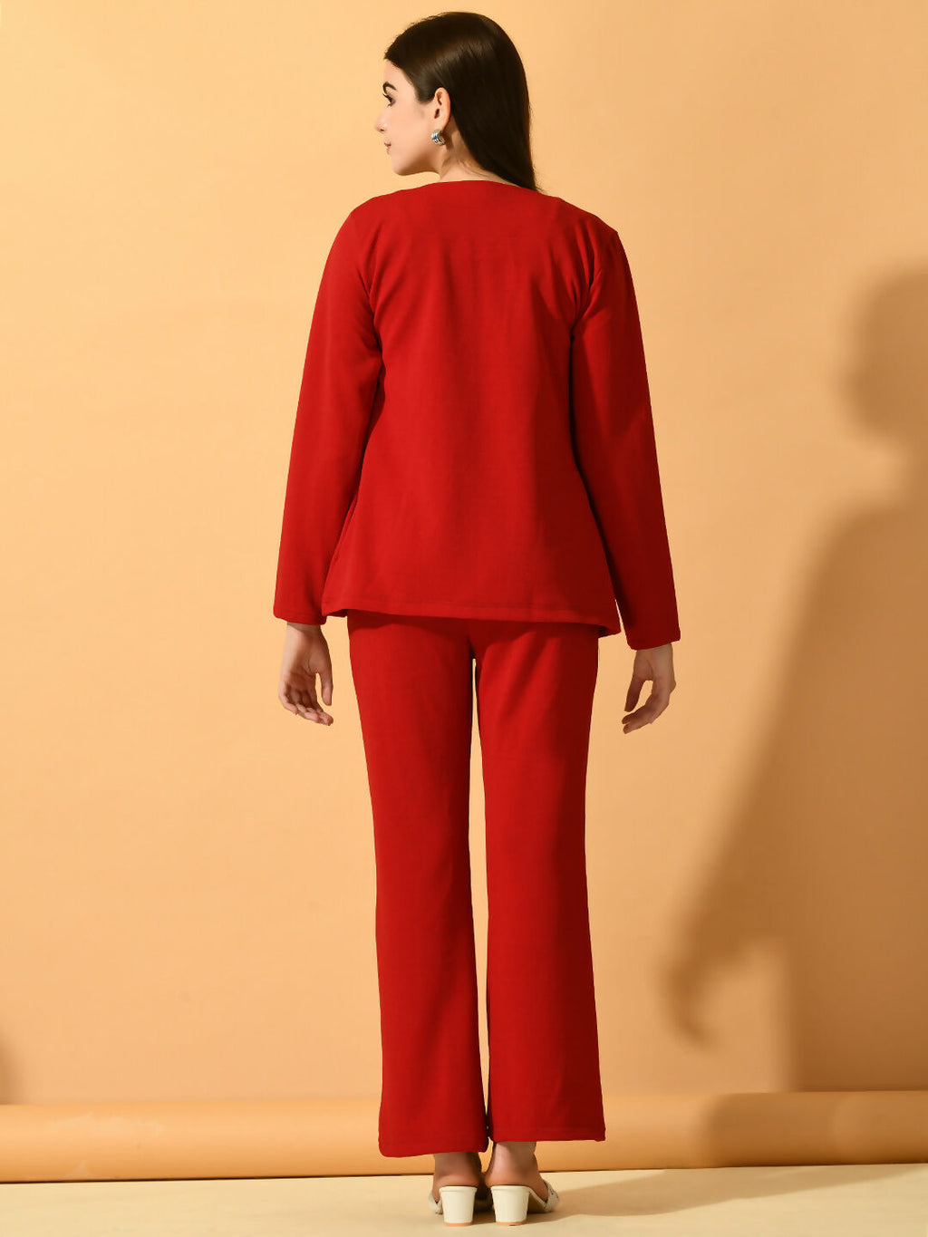Myshka Women's Red Solid Solid Jacket