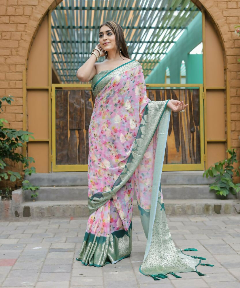Vamsee Dhruvini Pink Georgette Saree