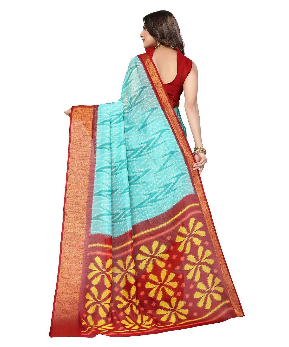 Vamika Cotton Sky Blue Jari Border Bollywood Style Saree (DINO SKY BLUE)