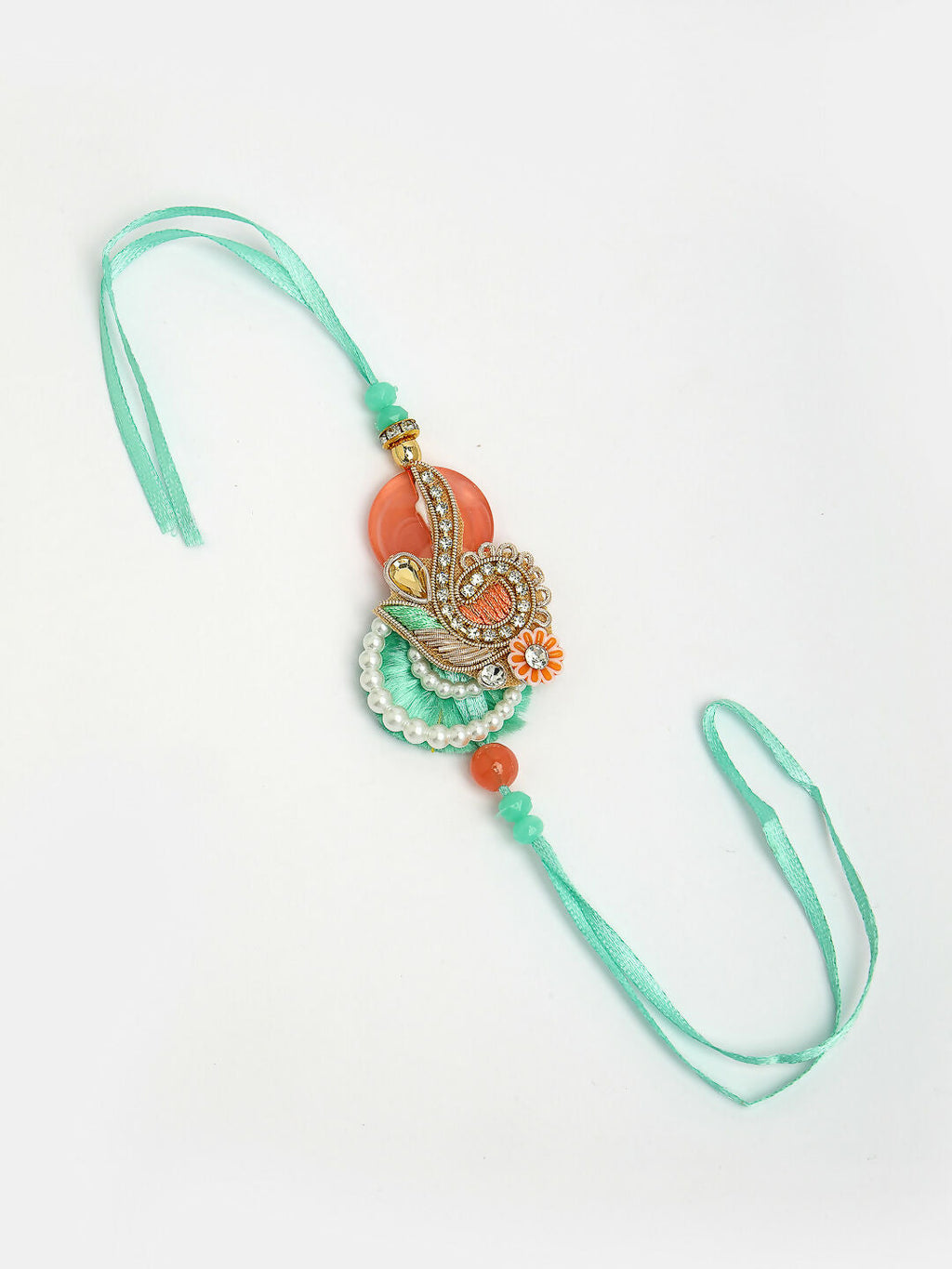 NVR Women & Men Set of 2 Multicolor Stone-Studded & Beaded Bhaiya Bhabhi Rakhi With Roli Chawal