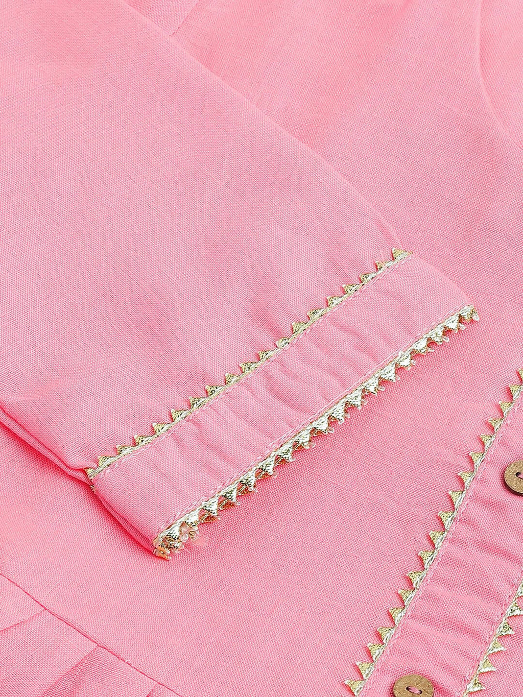 Pink Poly Cotton Solid Nayra Cut Kurta - Tirtha