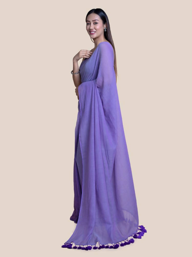 Suta Lavender Solid Mul Saree