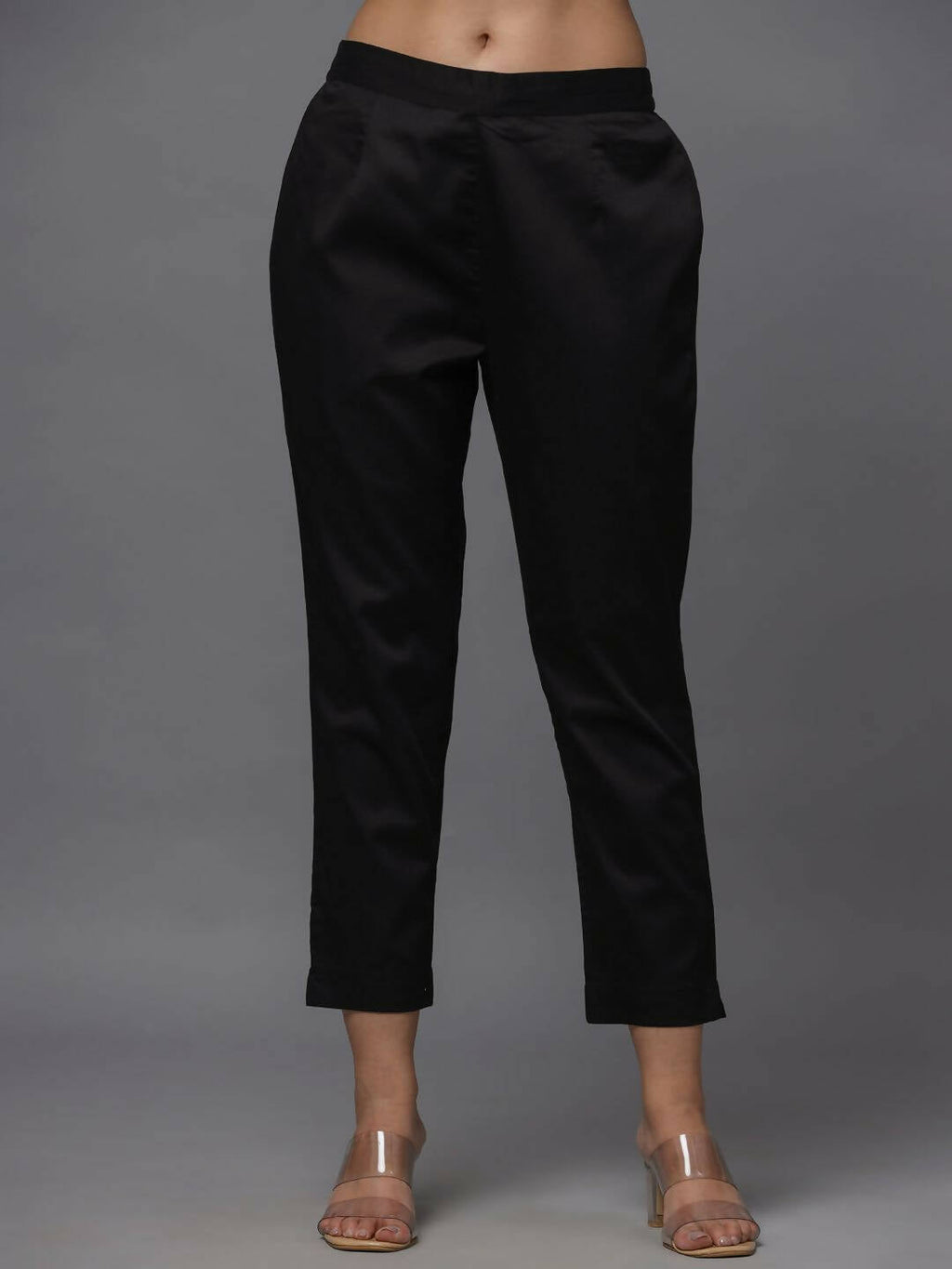 Juniper Women's Black Solid Straight Slim Pant