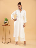 BohoJazz Classic Signature Hand-Embroidered Kurta Pant - White