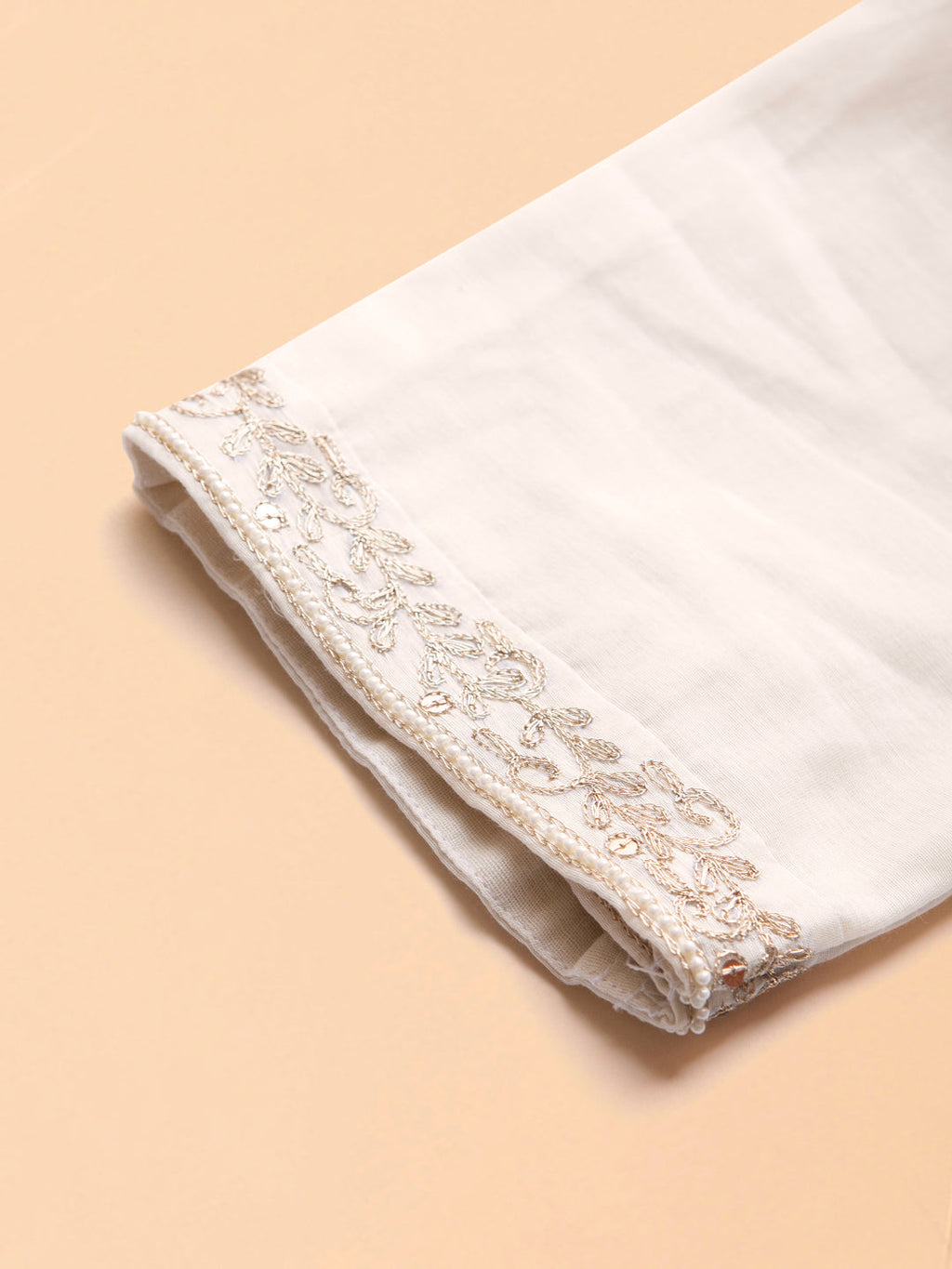 BohoJazz Sunehri Embroidered Kurta Pants with Dupatta - Ivory