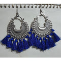 MS Fashion India Muskan Fancy Glass Pearl Royal Blue Thread Earrings