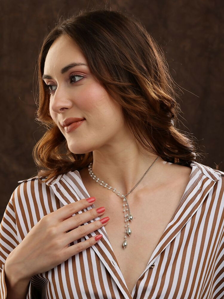 Beaded one sided motif necklace - Ruby Raang