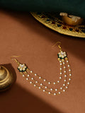 Ruby Raang Gold Green Meenakari & Pearl Hair Jewelry