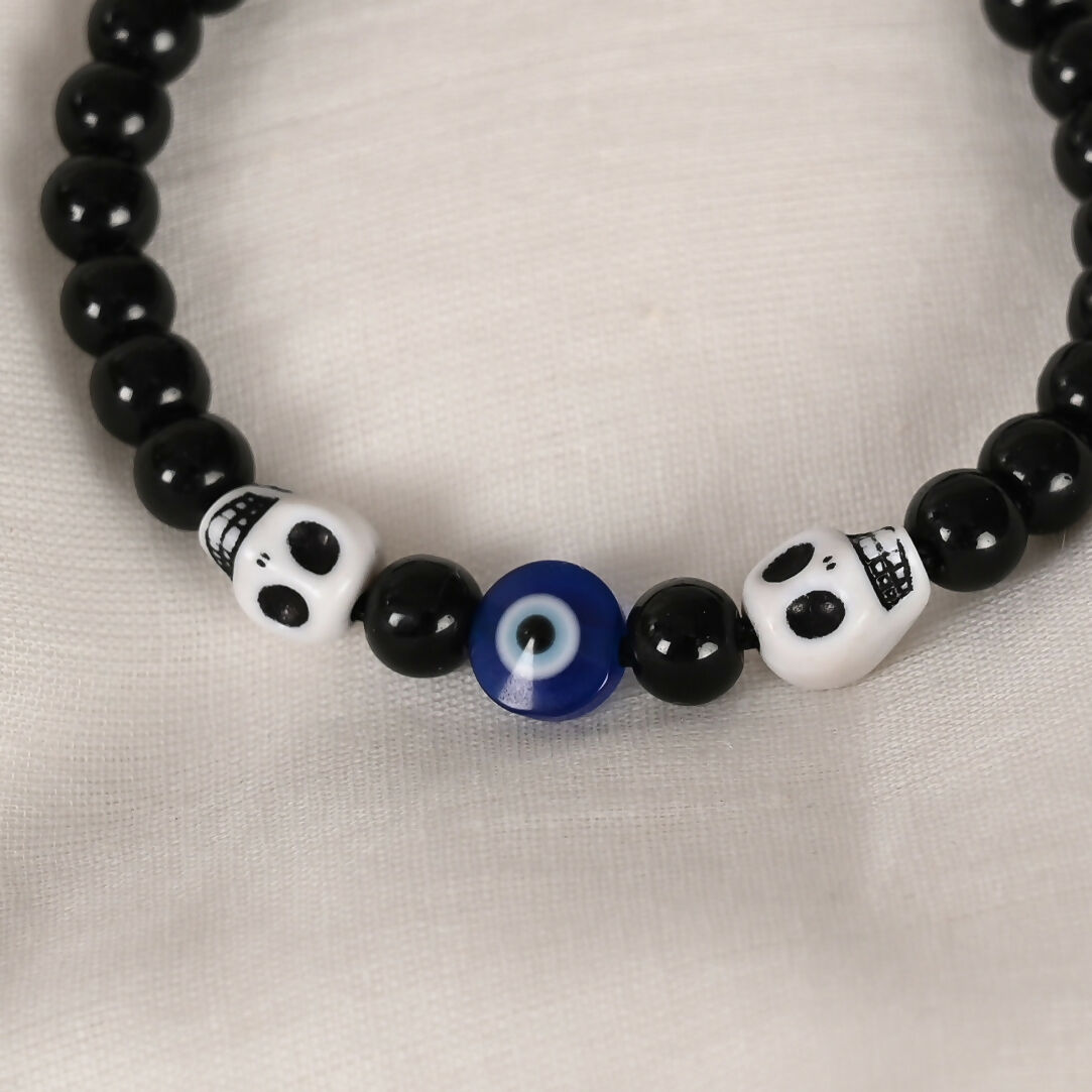NVR Men & Women Black Evil Eye Adjustable Bracelet