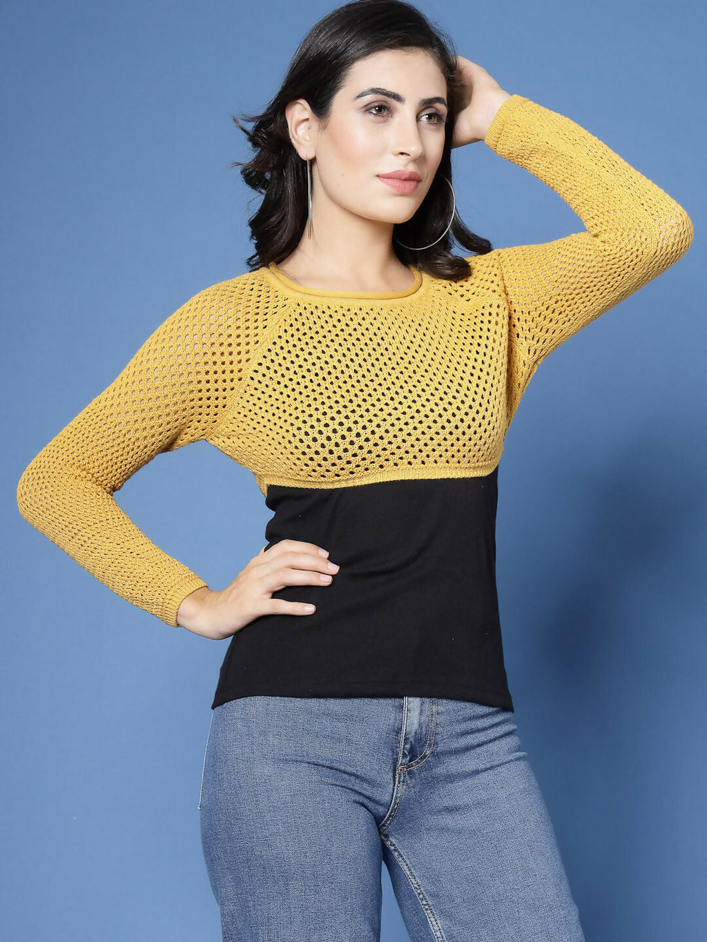 Women Winter Yellow Cotton Pullover - Wool Trees