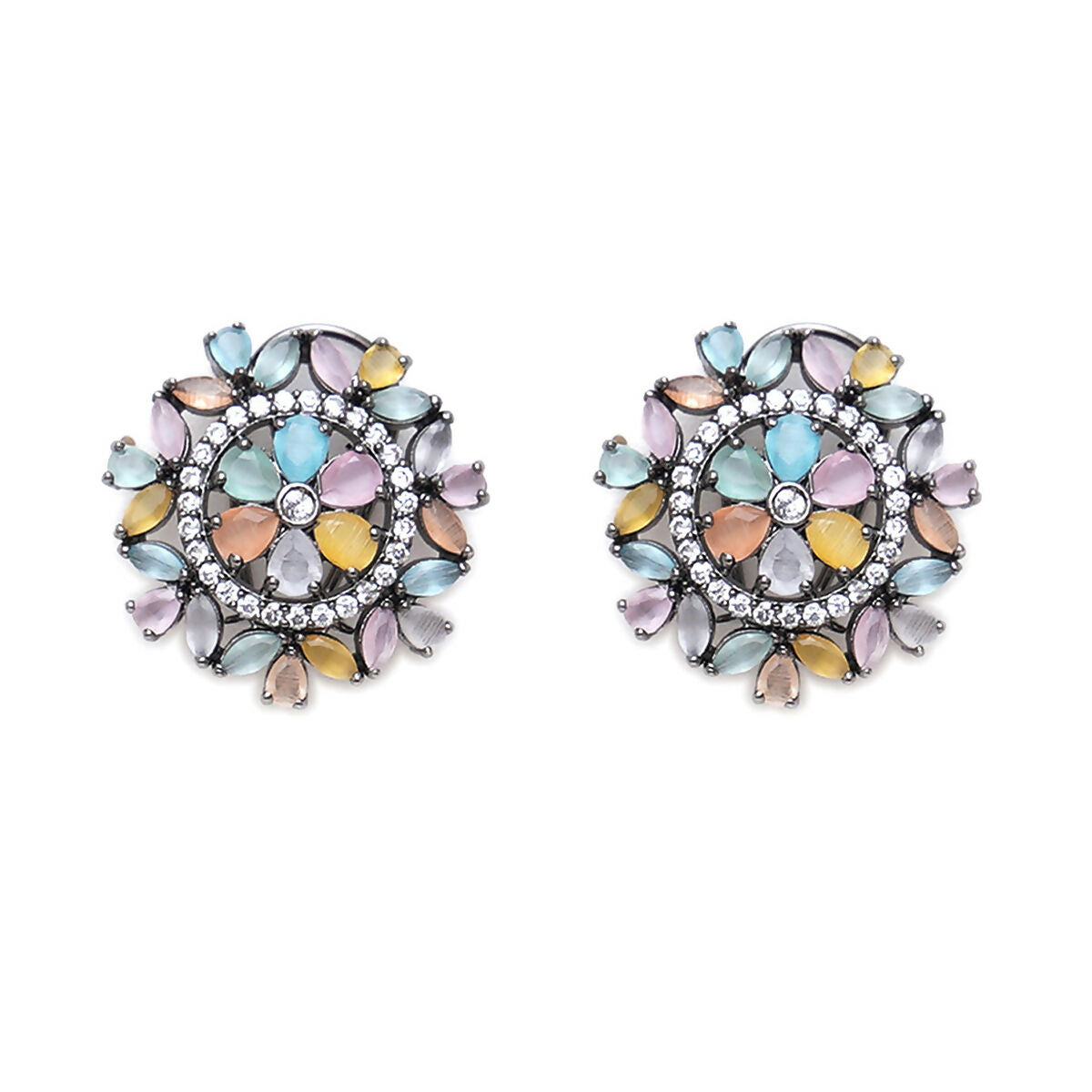 Blush Flower Stone Studs- Ruby Raang