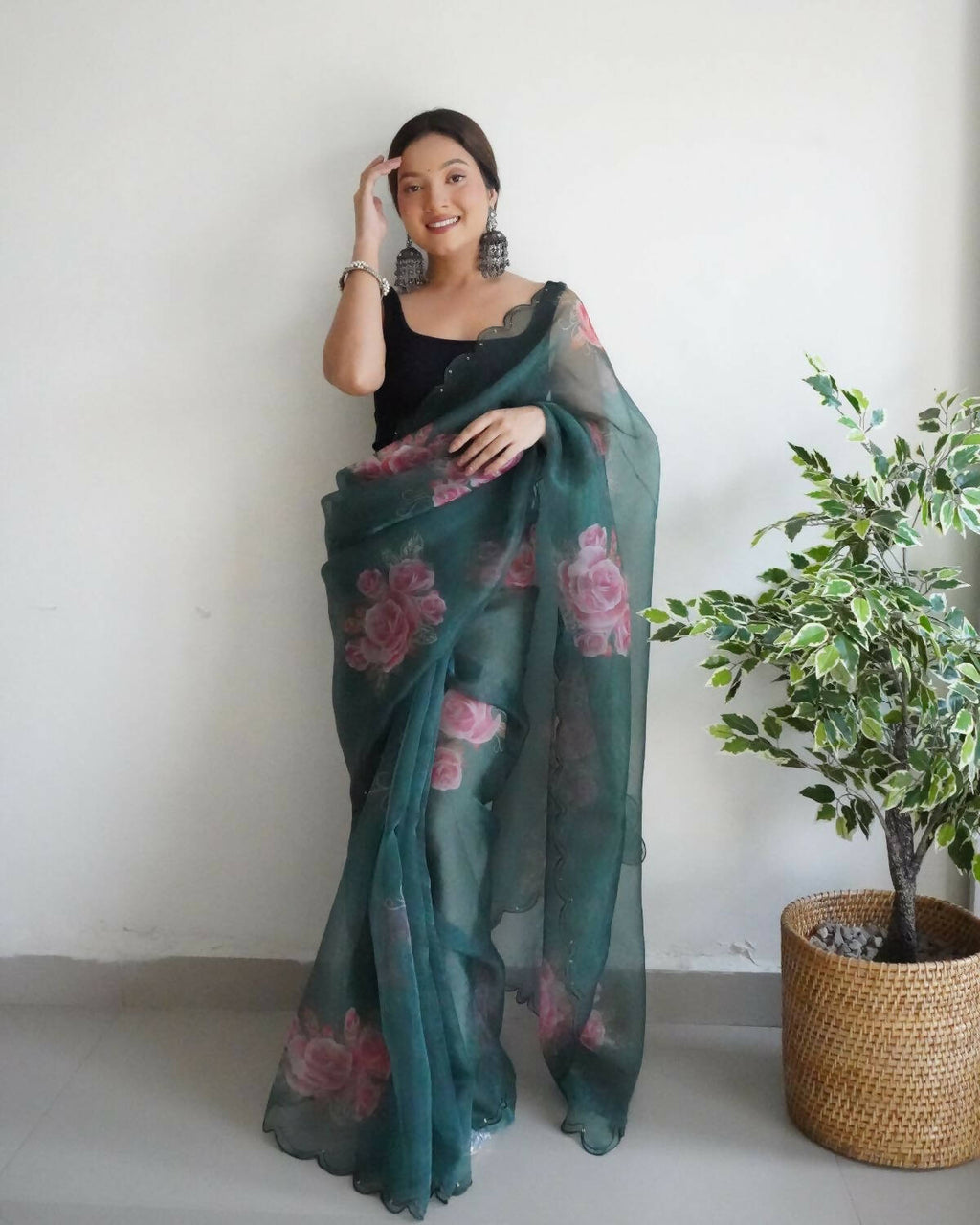 Vamsee Green Organza Saree