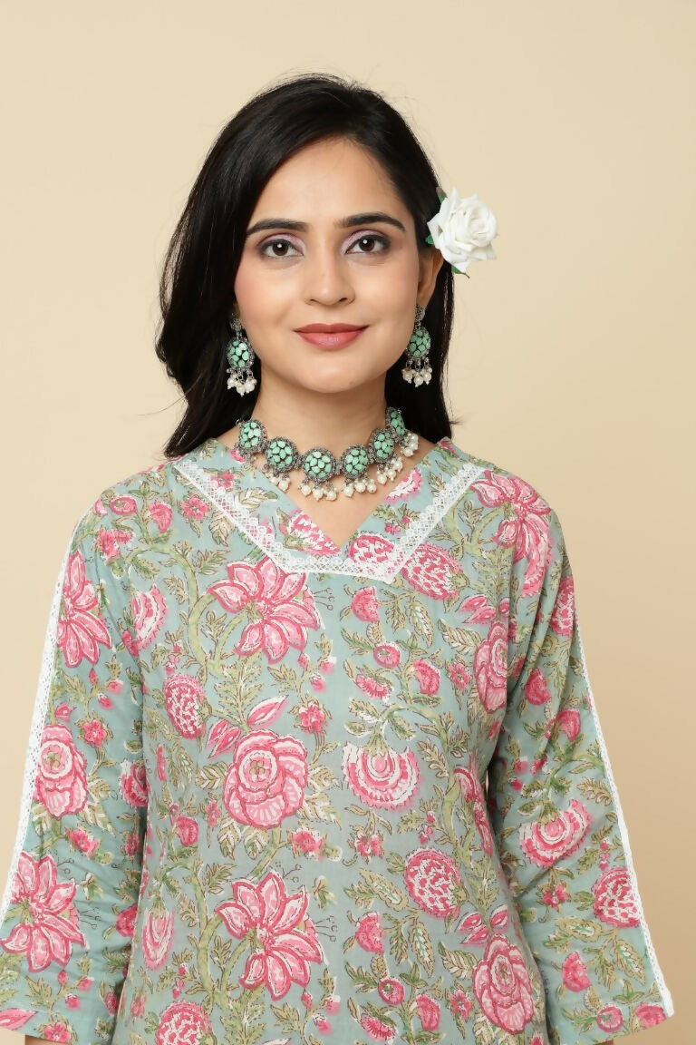 Designer Stylish Pink Cotton Blend Stitched Suit With Dupatta - Tanisha