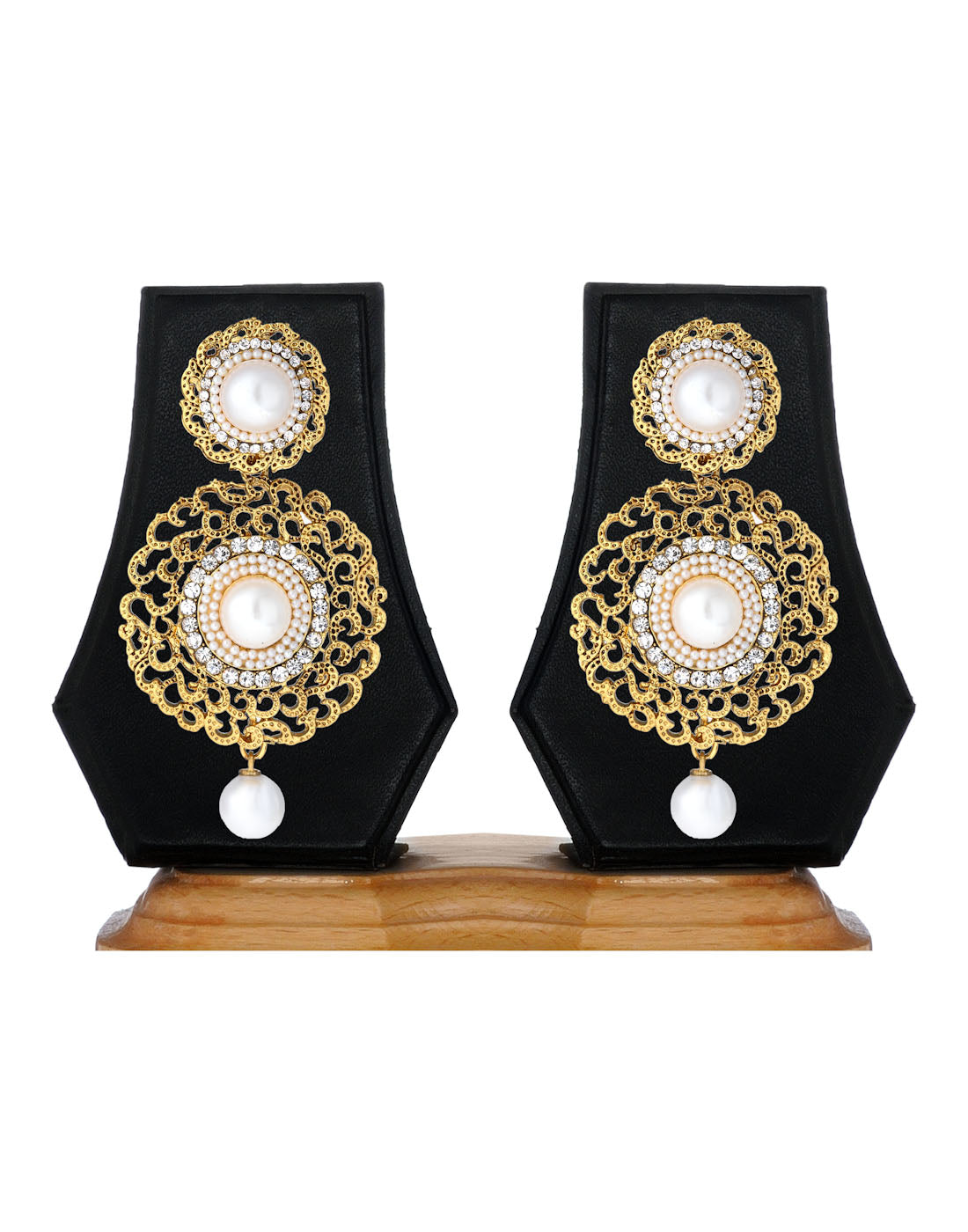 Gold-Polished Alloy Traditional Look Pearl Studded Earrings - The Pari