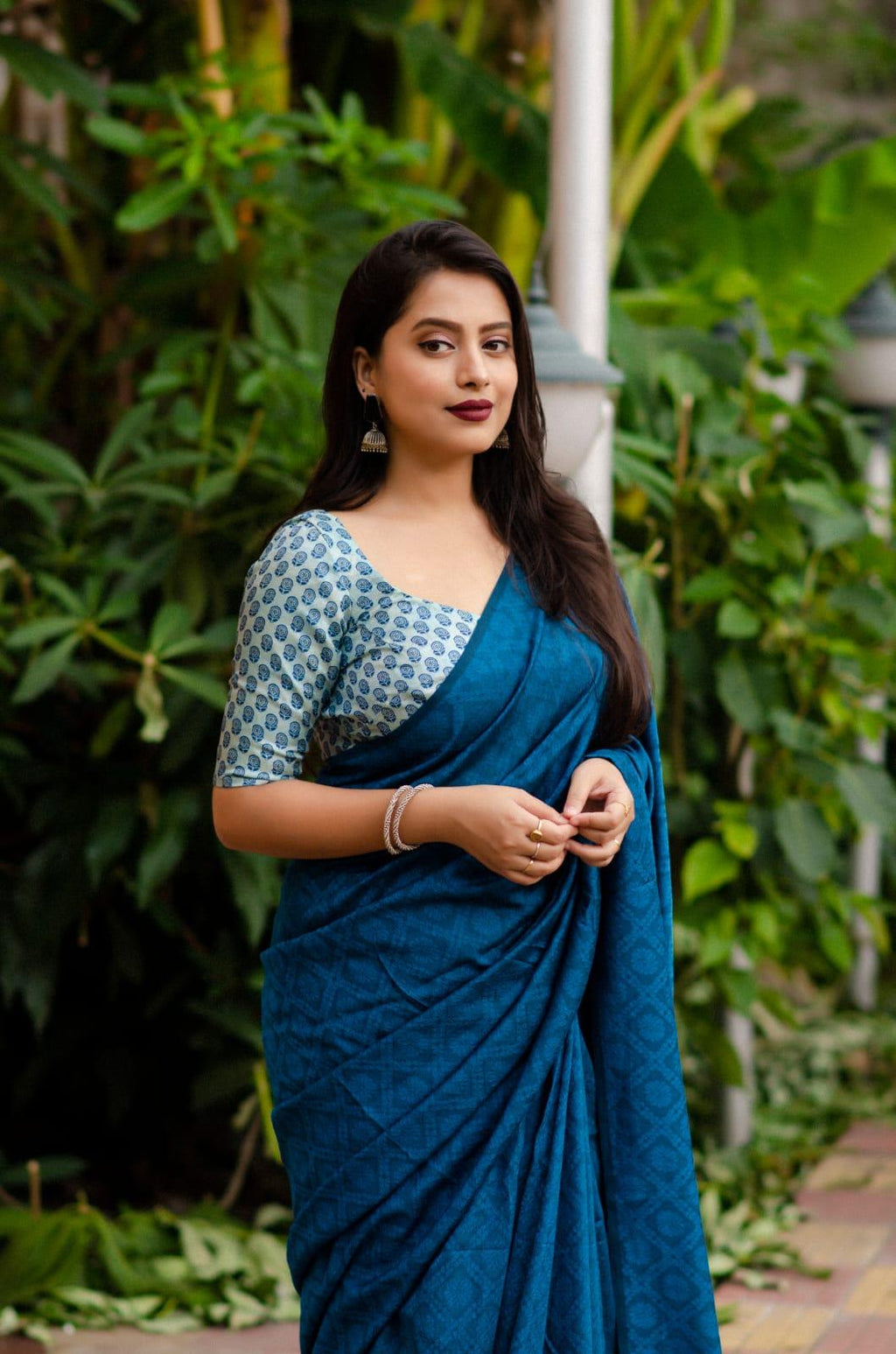 Blue Jute Silk Woven Design Saree with Unstitched Blouse - Hiral Fashion
