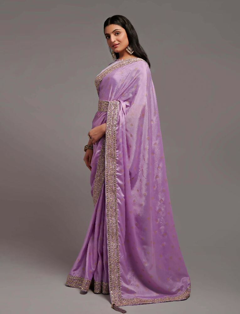 PR Fashion Onion Chinon Embroidery Lace Saree