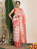 Shree Shyam Fashion Linen Cotton Red & White Saree