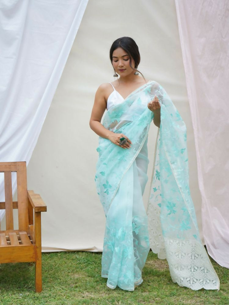 Vamsee Ishaq Sky Organza Saree