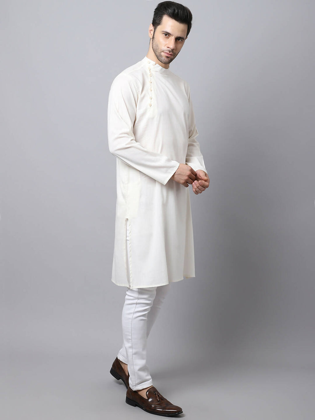 Even Apparels White Cotton Pure Cotton Men's Kurta With Side Placket