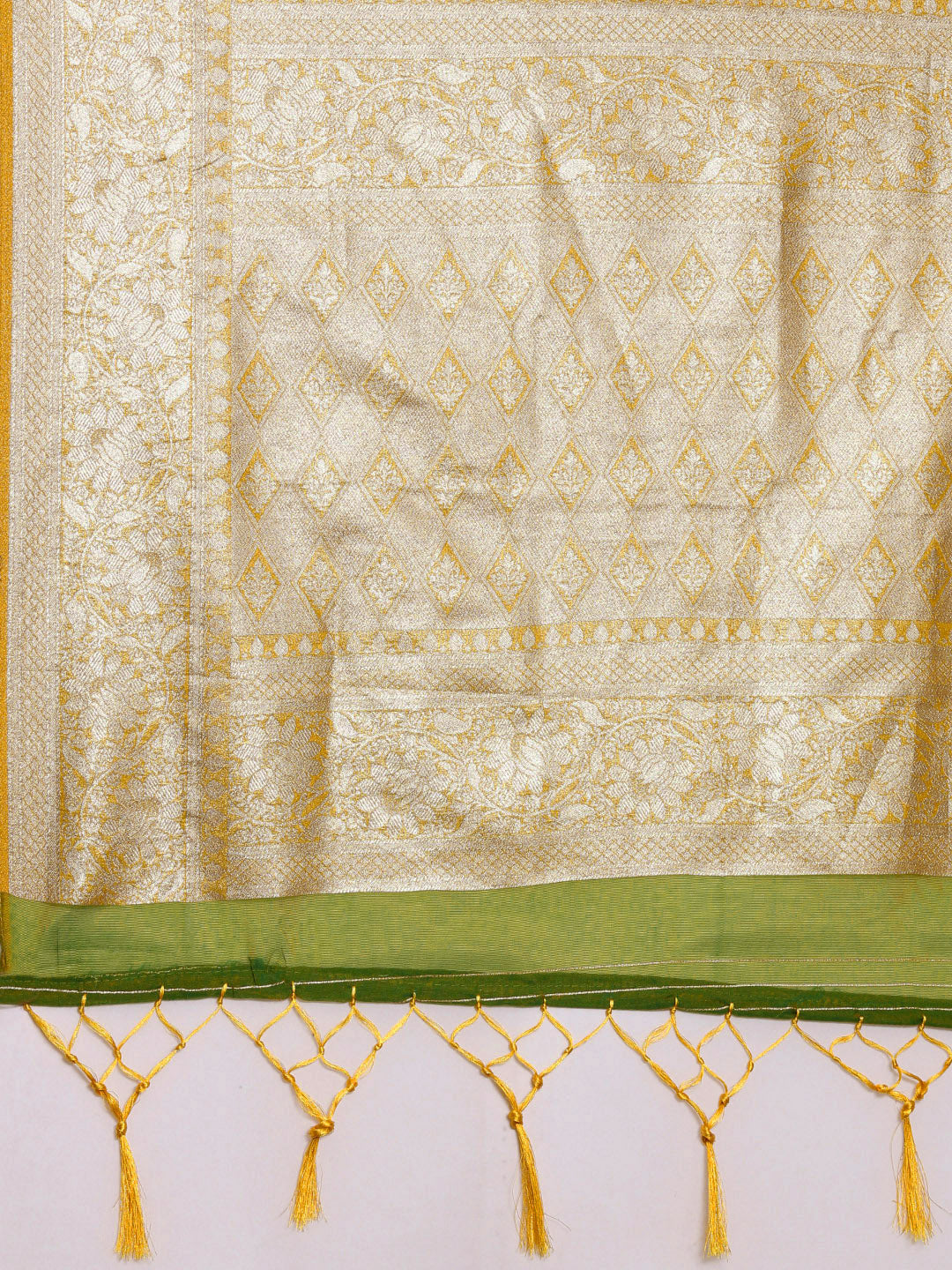 Saree Mall Mustard Ethnic Motifs Zari Organza Banarasi Saree