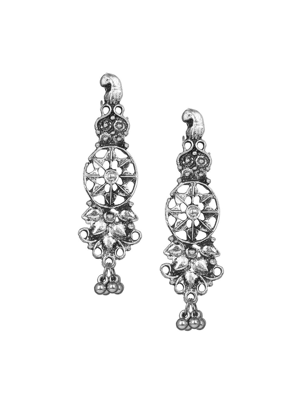 Cardinal Oxidised Silver-Plated Stone-Studded & Beaded Jewellery Set