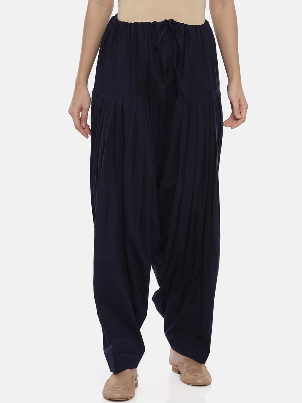 Souchii Navy Blue Solid Regular-Fit High-Rise Patiala
