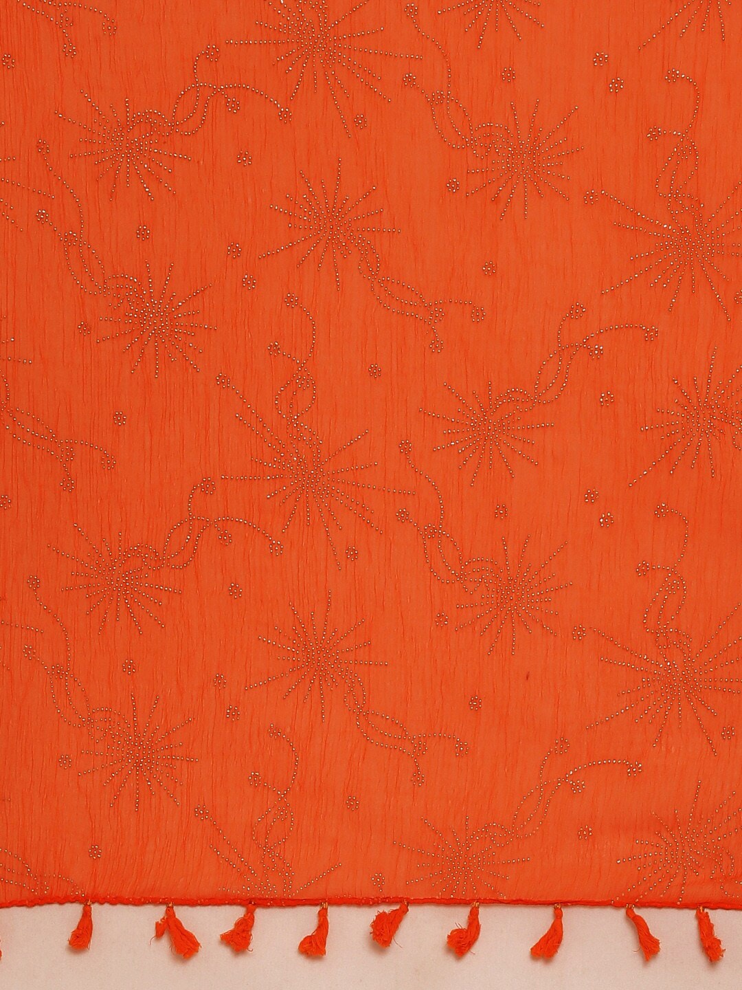 Souchii Orange & Gold-Toned Solid Dupatta
