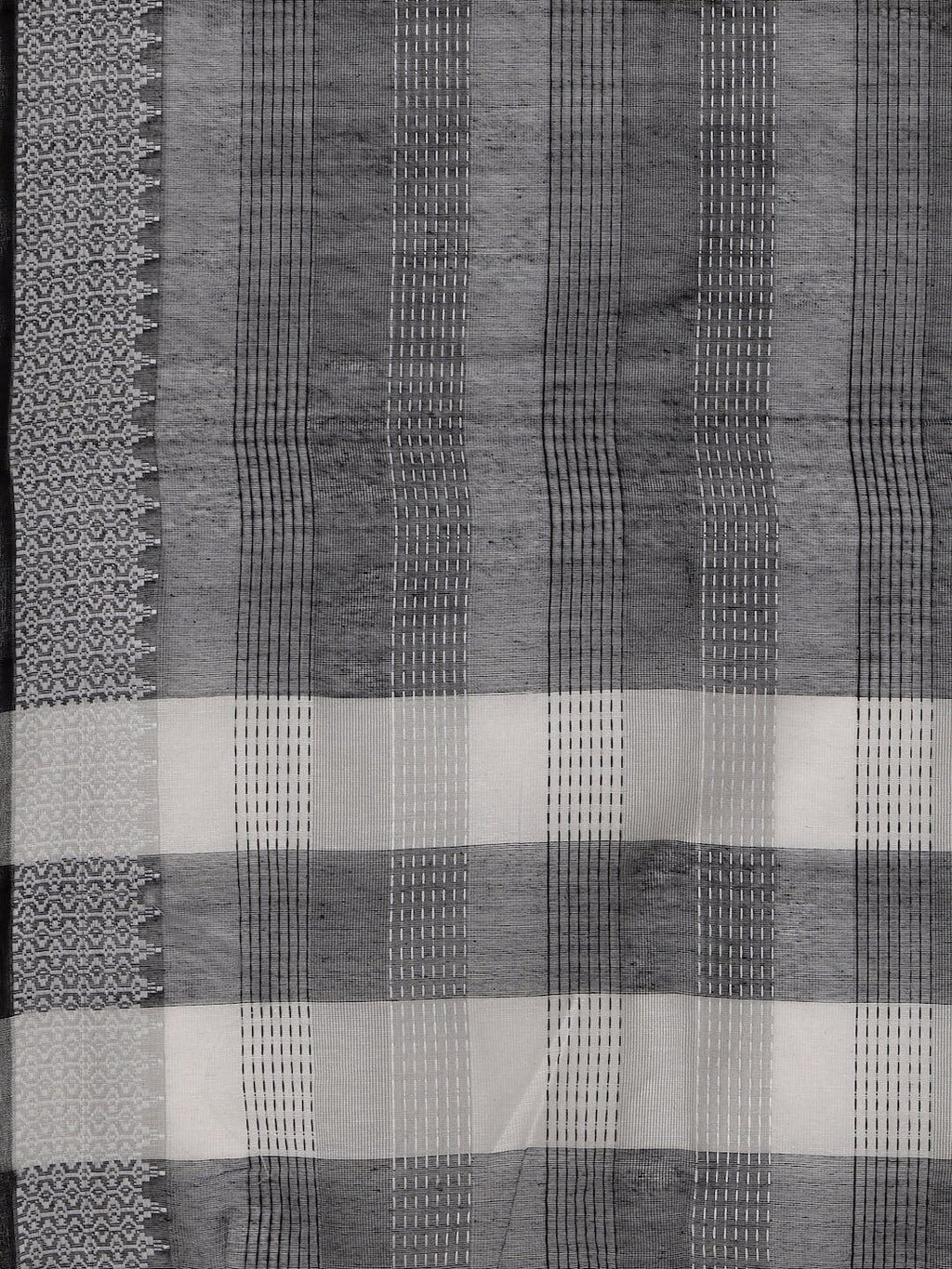 HERE&NOW White & Black Ethnic Motifs Printed Pure Cotton Kurta With Trousers & Dupatta
