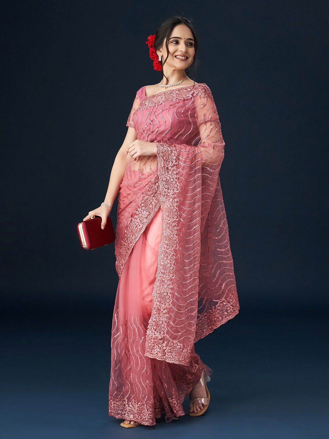 kasee Floral Embroidered Saree