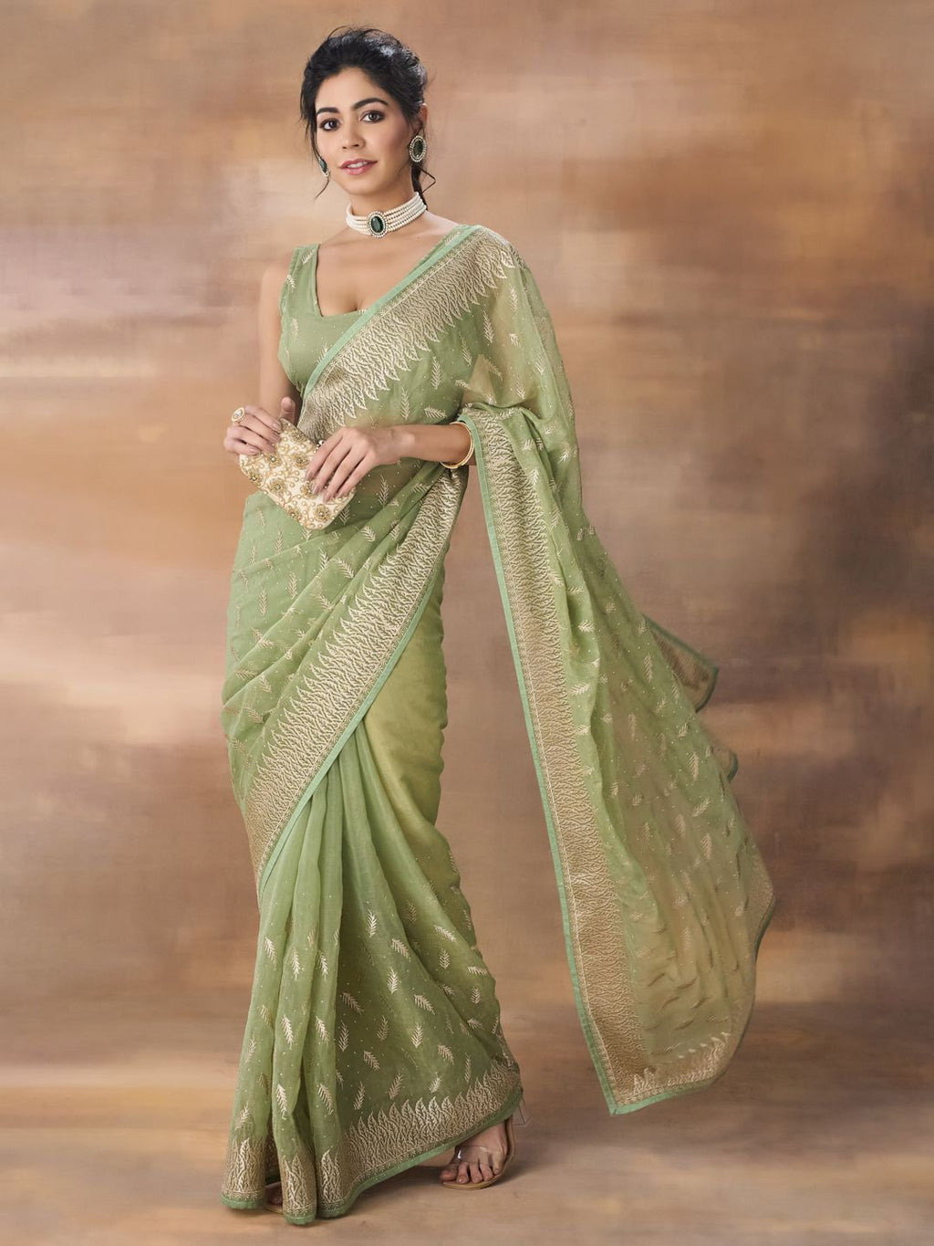 kasee Floral Embroidered Art Silk Saree