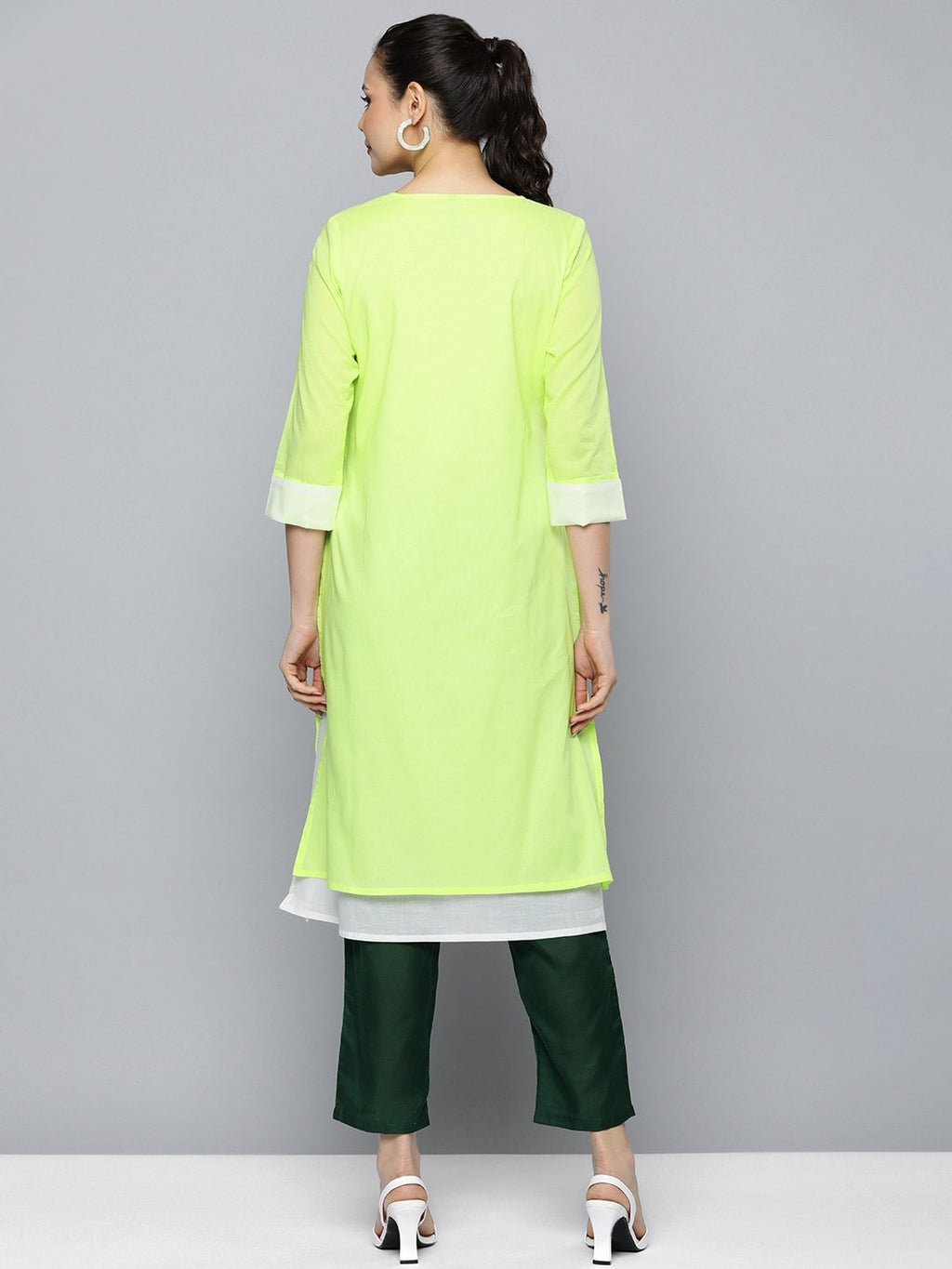 HERE&NOW Women Pure Cotton Solid Straight Kurta