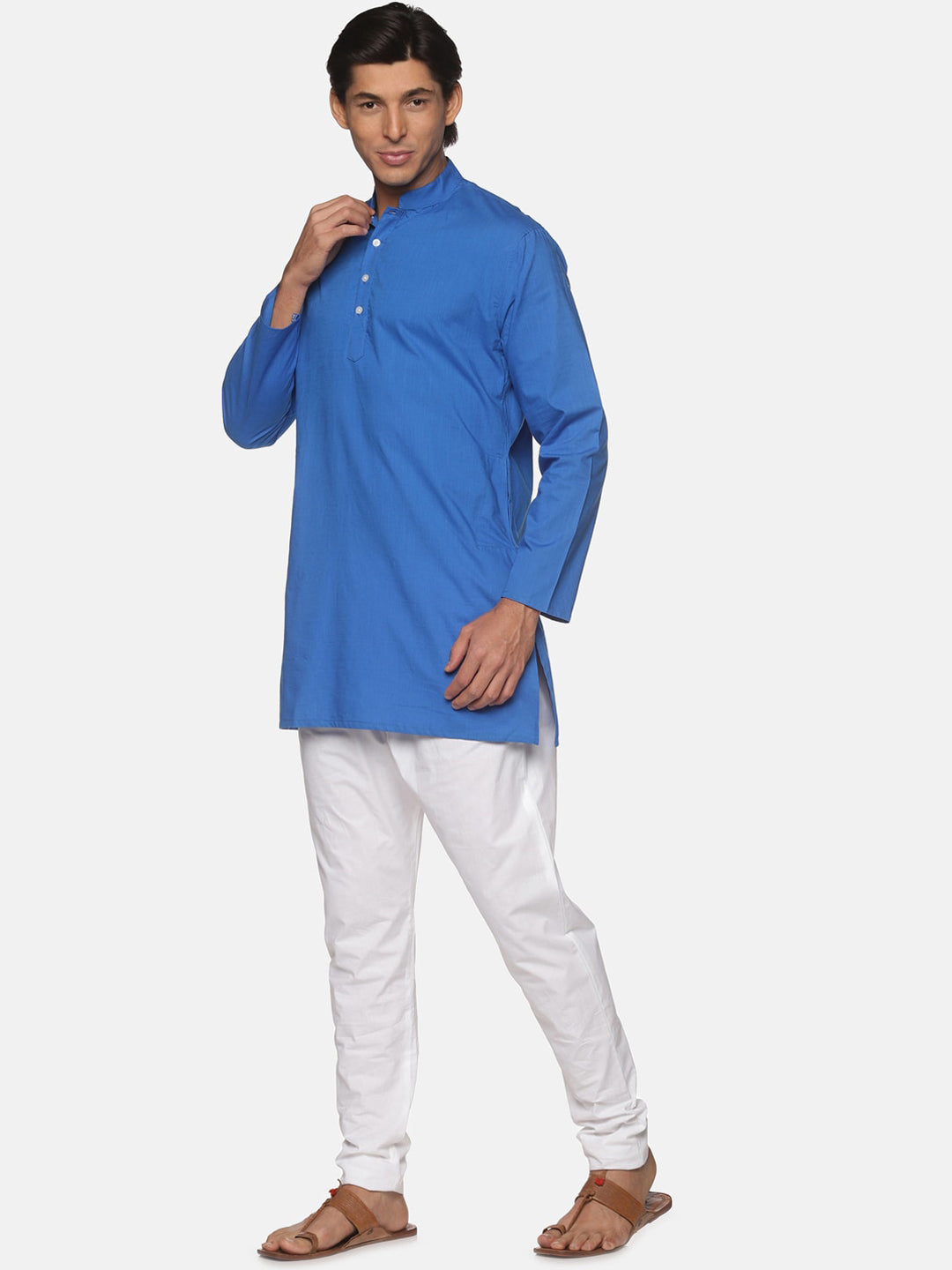 Sethukrishna Men Blue Pure Cotton Kurta with Pyjamas