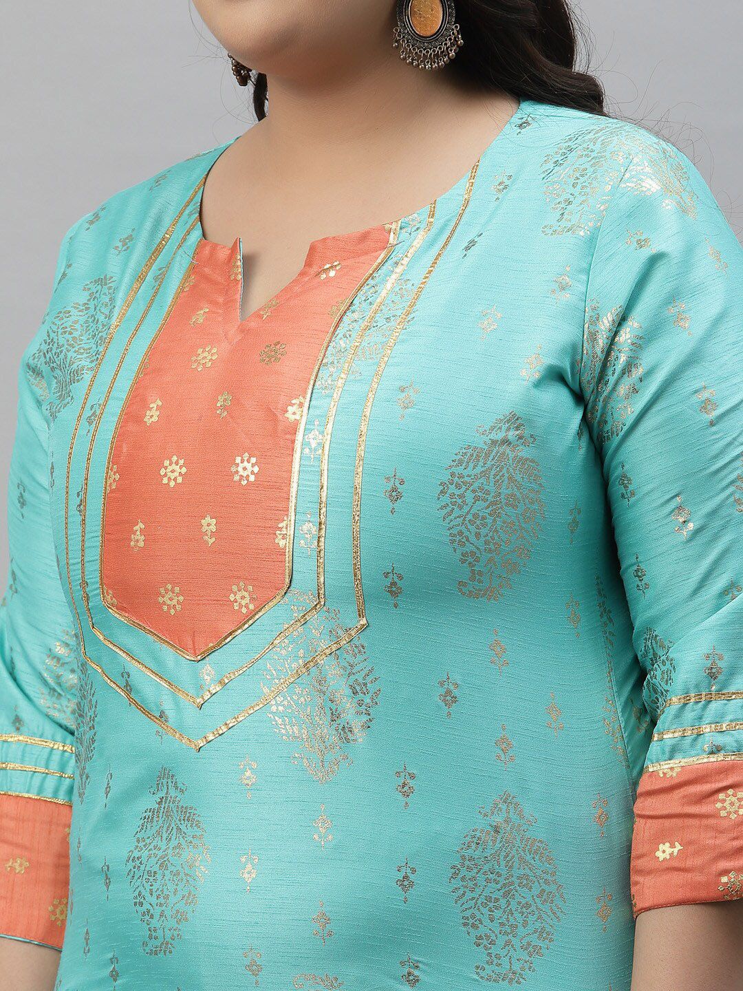 Sztori Ethnic Motifs Printed Gotta Patti Kurta with Trousers