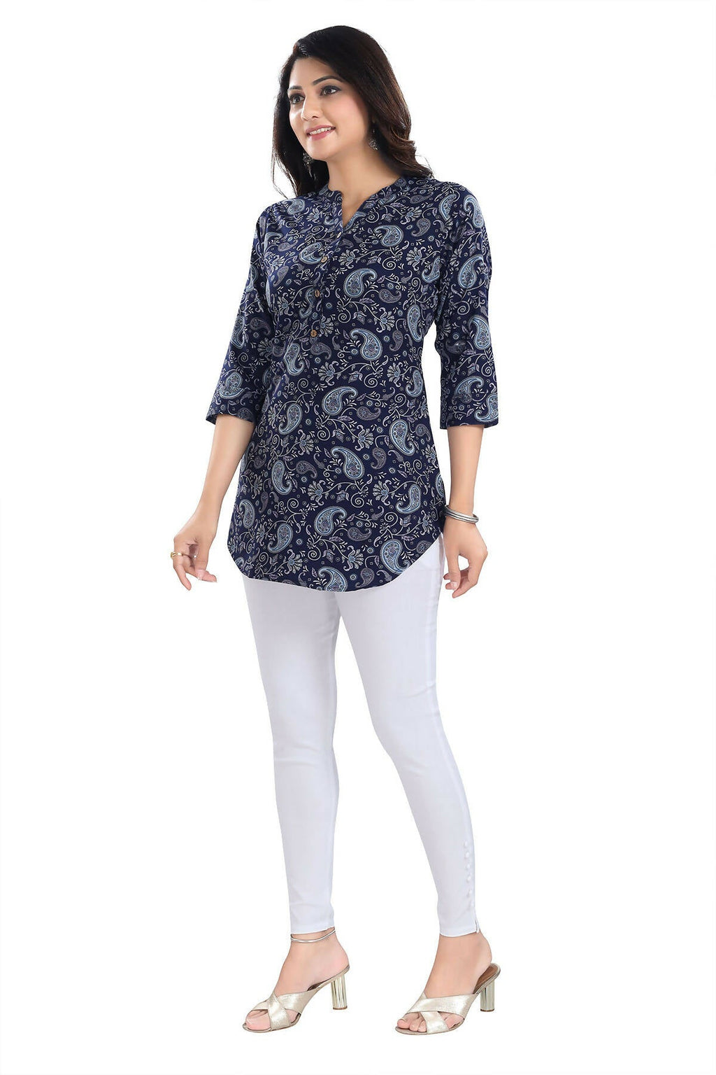 Snehal Creations Ethnic Galore Blue Short Tunic Top for Women
