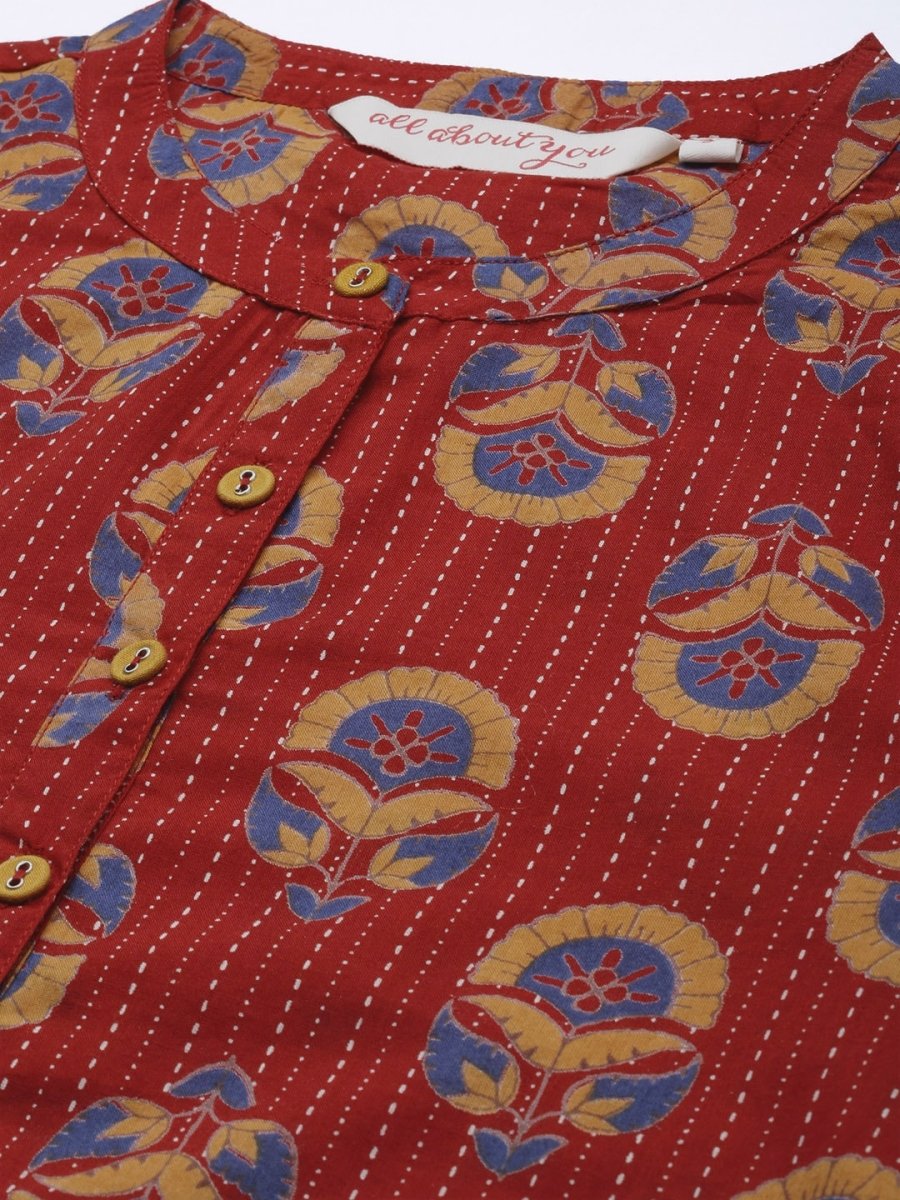 All About You Women Brown Ethnic Motifs Printed Regular Kurta