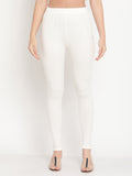 TAG 7 Women Off White Solid Comfort Fit Ankle Length Leggings