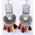 MS Fashion India Silver Oxidized Chandbali Latest Designer Thread Earrings