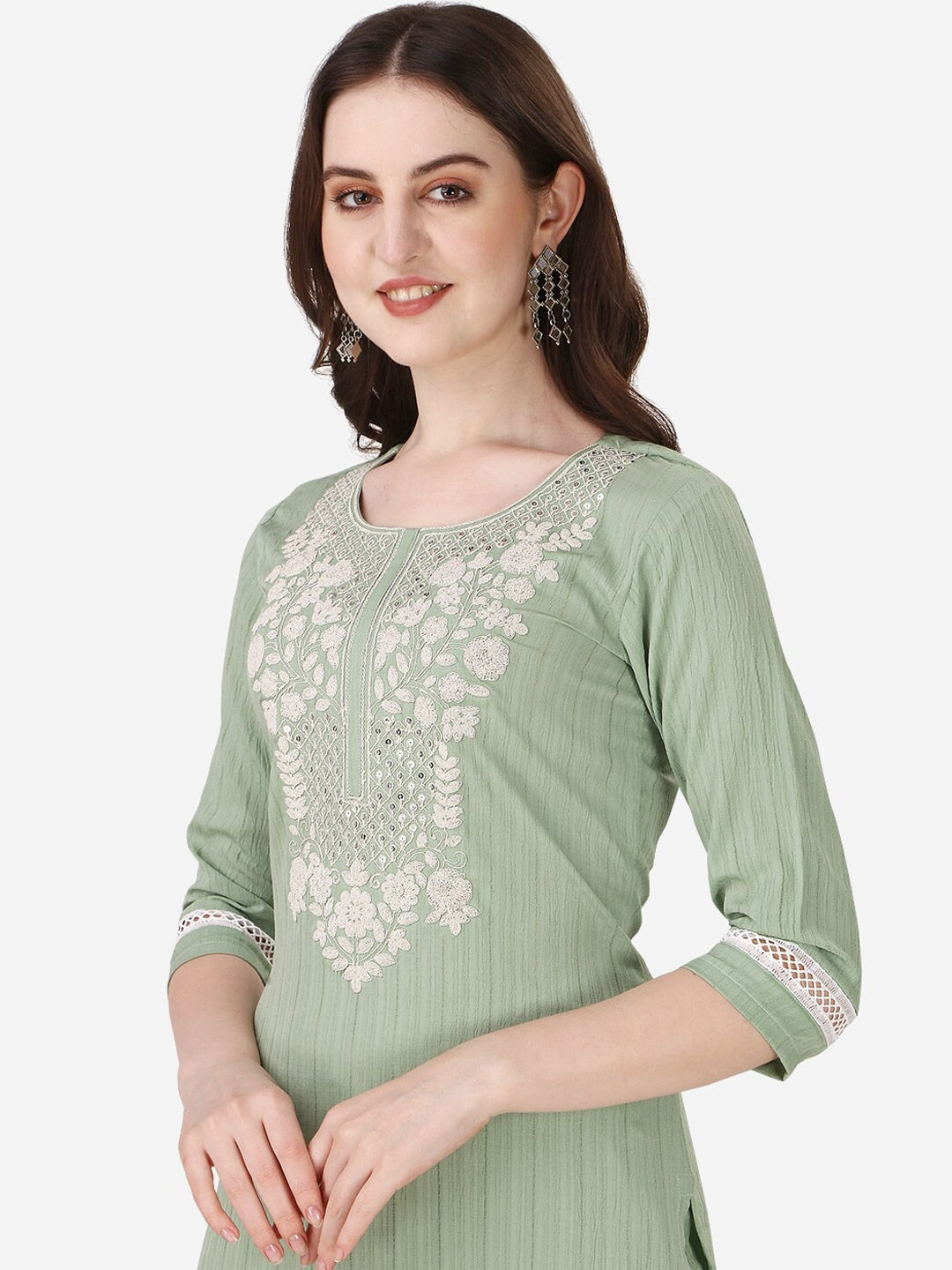 HERE&NOW Ethnic Motifs Yoke Design Kurta with Trousers