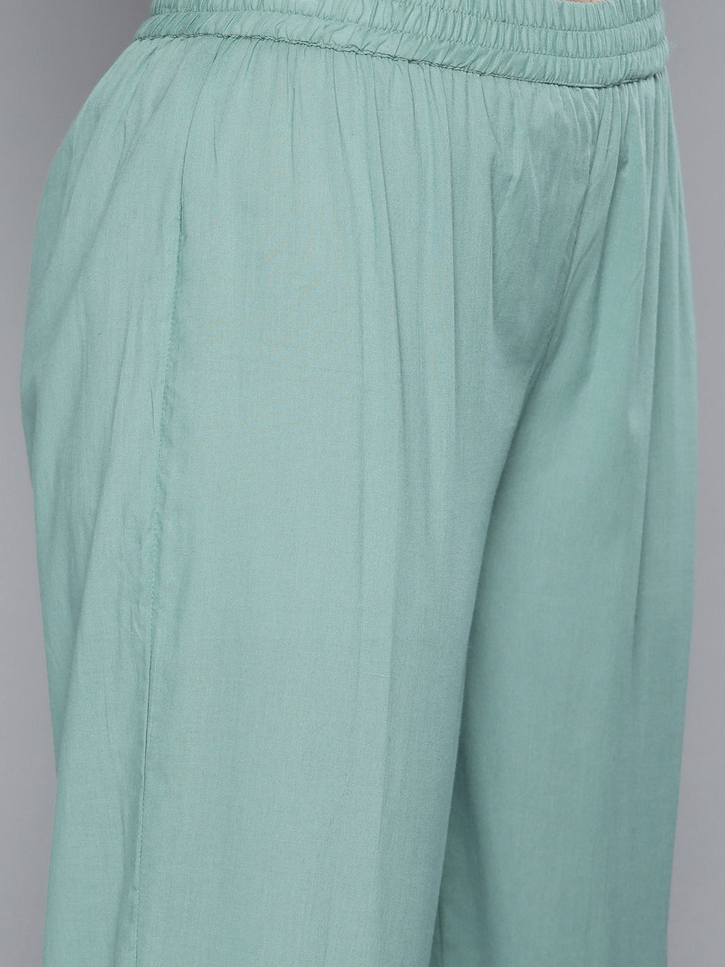 HERE&NOW Women Ethnic Motifs Embroidered Mirror Work Pure Cotton Kurta With Trousers